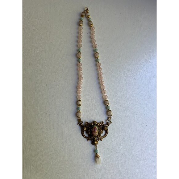 Vintage Rare KARU Fifth Avenue Hand Painted Edwardian Style Lavalier Necklace - Picture 5 of 11